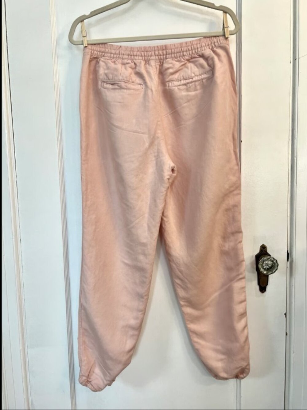 GAP Linen Blend Drawstring Joggers Small Pink Linen Rayon Pull-On Pants - Picture 3 of 9